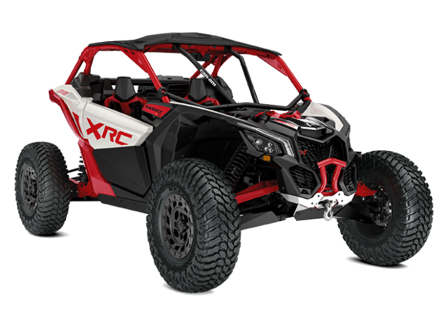 ORV-SSV-MY25-MaverickX3-XRC72-TurboRR-Hybrid-White-Legion-Red-SKU0009MSC00-Studio-34FR-CE